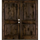 Rustic Knotty Alder Arch Top Exterior Double Door - Krosswood