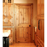 Rustic Knotty Alder Arch Top V-Groove Interior Door - Krosswood