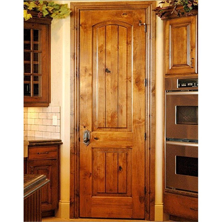 Rustic Arch Top V-Groove Knotty Alder Wood Interior Door | Krosswood ...