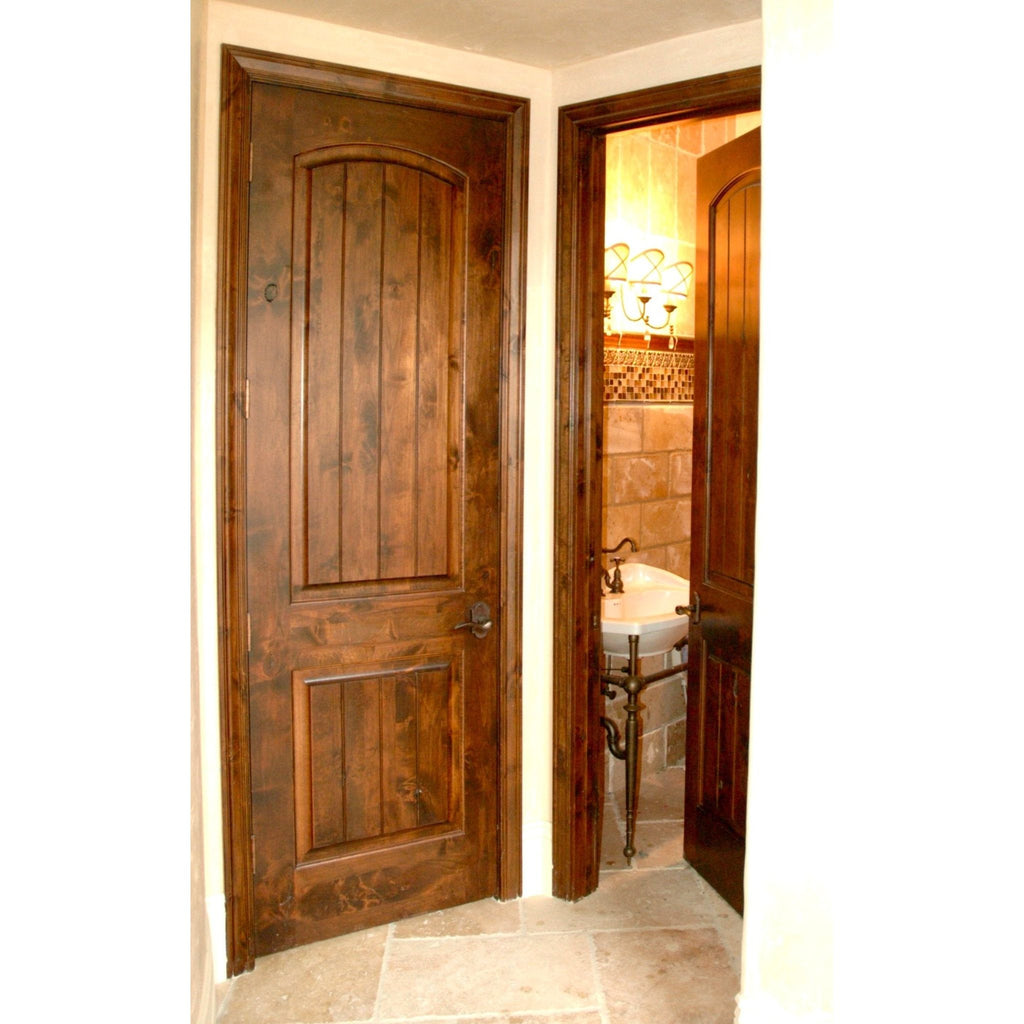 Rustic Arch Top V-Groove Knotty Alder Wood Interior Door | Krosswood ...