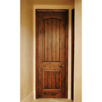 Rustic Knotty Alder Arch Top V-Groove Interior Door - Krosswood