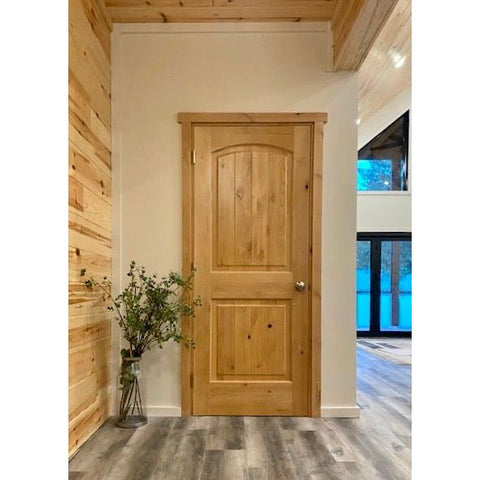 Rustic Knotty Alder Arch V-Groove Solid Wood Interior Door | Krosswood