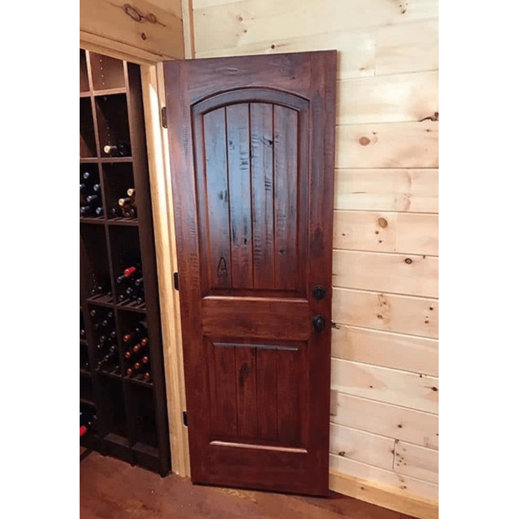 Rustic Knotty Alder Arch V-Groove Solid Wood Interior Door | Krosswood