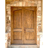 Rustic Knotty Alder Common Arch V-Groove Exterior Double Door - Krosswood