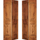 Rustic Knotty Alder Square Top Bifold Interior Double Door - Krosswood