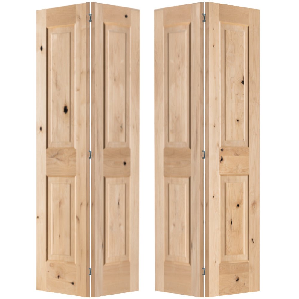 Rustic Knotty Alder Bi-Fold Wood Double Doors Bifold | Krosswood Doors