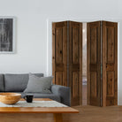 Rustic Knotty Alder Square Top Bifold Interior Double Door - Krosswood