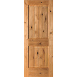 Rustic Knotty Alder Square Top V-Groove Interior Door - Krosswood