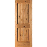 Rustic Knotty Alder Square Top V-Groove Interior Door - Krosswood