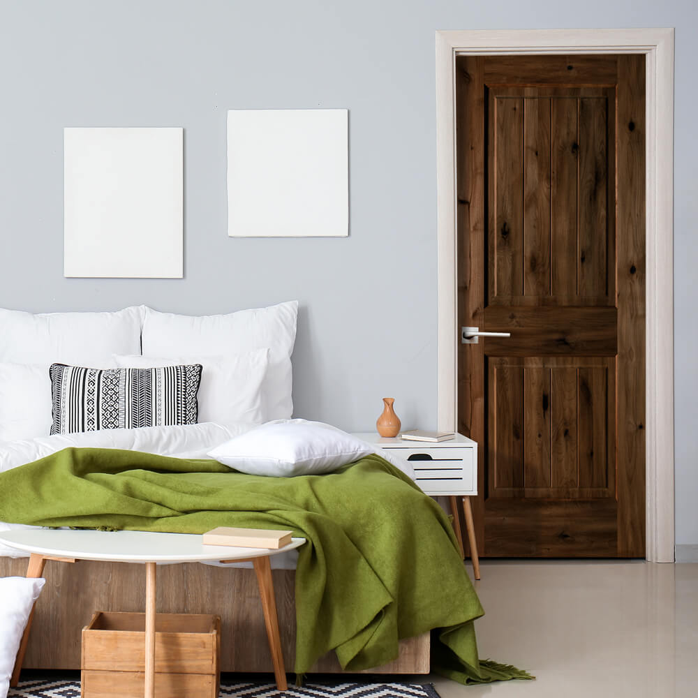 Rustic Knotty Alder Wood Custom V-Groove Interior Door | Krosswood ...