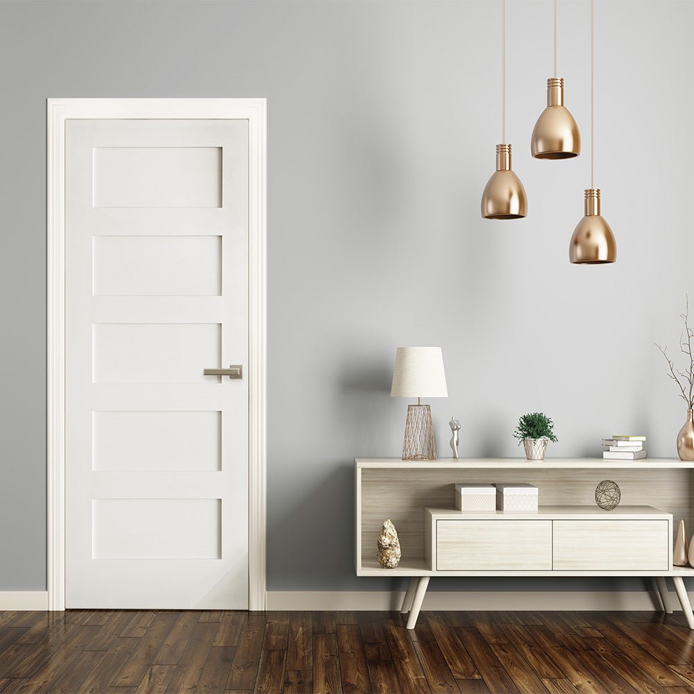 Shaker 5 Panel Primed MDF Interior Door - Krosswood