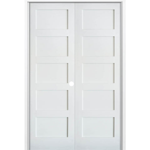 Shaker MDF 5 Panel Interior Double Door - Krosswood