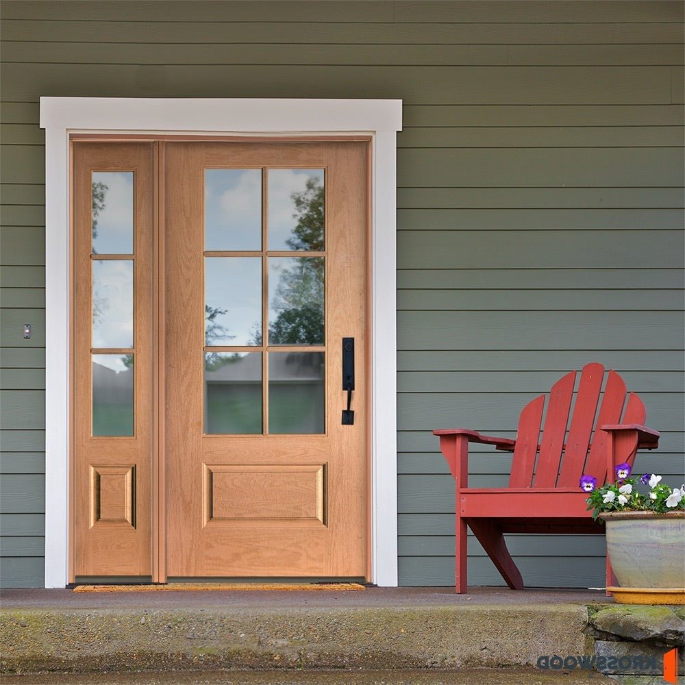 UINTAH Modern Farmhouse 6 Lite Glass Exterior Fiberglass Door - Krosswood