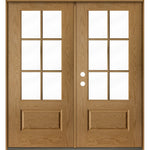 UINTAH Modern Farmhouse 6 Lite Glass Fiberglass Double Door - Krosswood